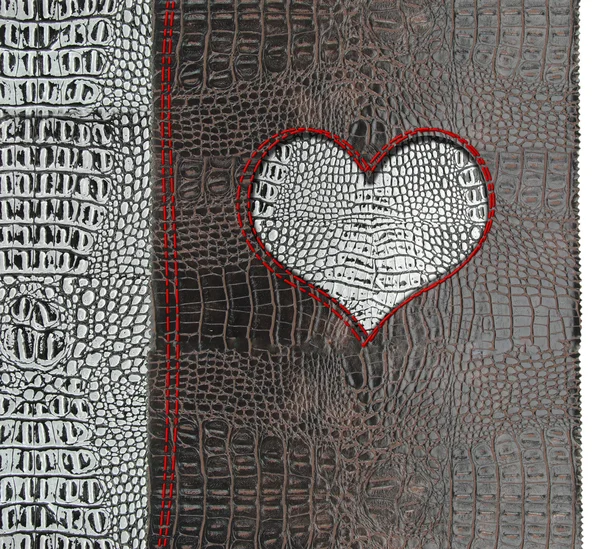 Heart shape on leather background — Stock Photo, Image