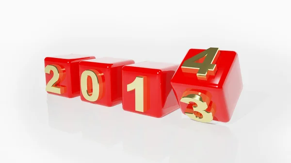 Yeni yıl 2014 3d küp — Stok fotoğraf