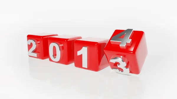 Neues Jahr 2014 3D-Würfel — Stockfoto