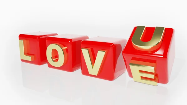 Red Love cubes on white background — Stock Photo, Image