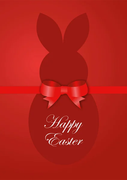 Tarjeta roja de conejo de Pascua — Foto de Stock