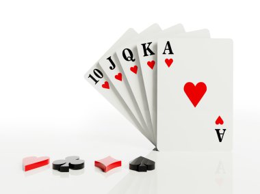 bir floş royal iskambil poker eli