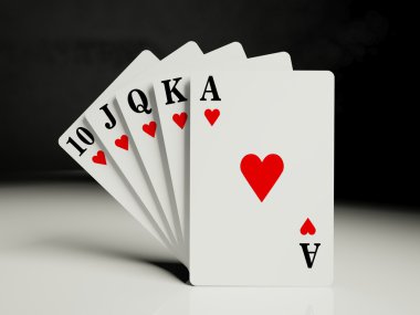 bir floş royal iskambil poker eli