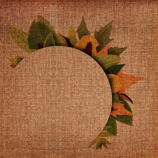 Autumn leaves on fabric texture — Stock Photo, Image