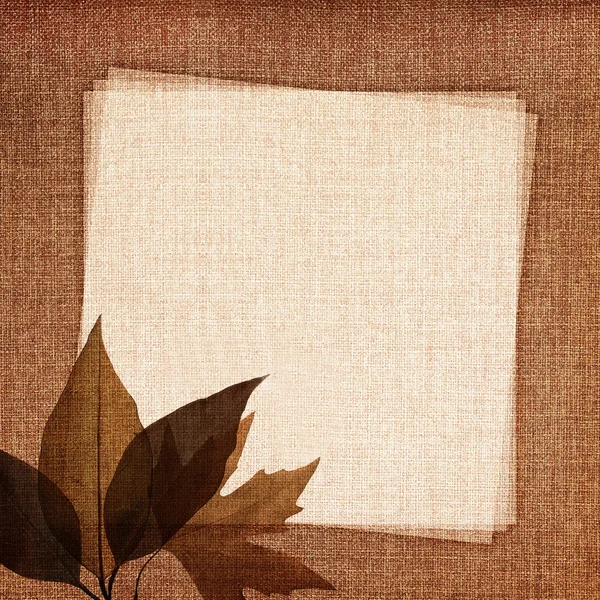 Herfstbladeren op stof textuur met kopie ruimte — Stockfoto