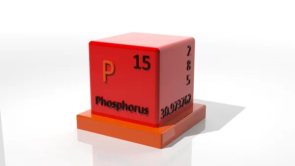 Phosphor, dreidimensionales chemisches Element des Periodensystems — Stockfoto