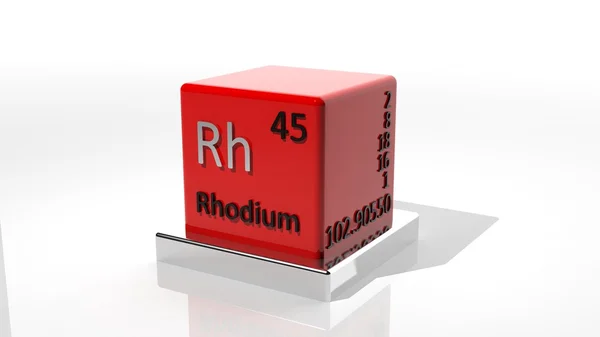 Rhodium, 3D-chemisches Element des Periodensystems — Stockfoto