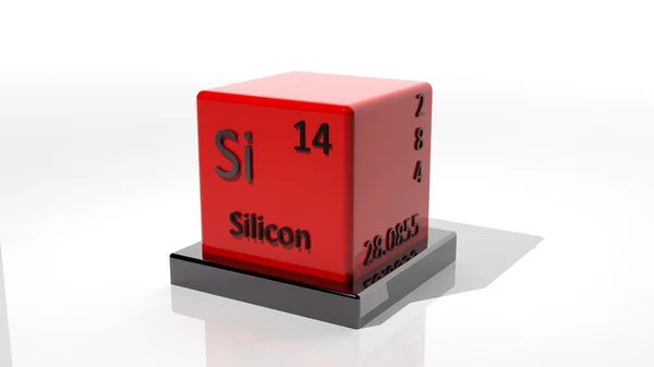 Silicon, 3d chemical element of the periodic — Stock Photo, Image