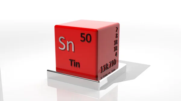 Tin, 3d chemical element of the periodic — Stock Photo, Image