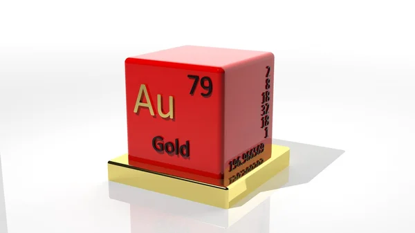Ouro, elemento químico 3d da tabela periódica — Fotografia de Stock