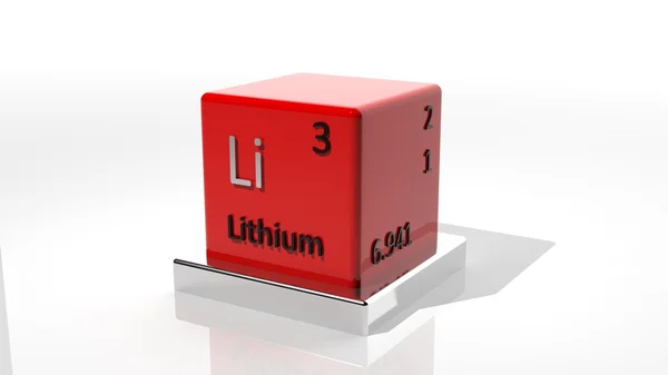 Lítio, elemento químico 3d do periódico — Fotografia de Stock