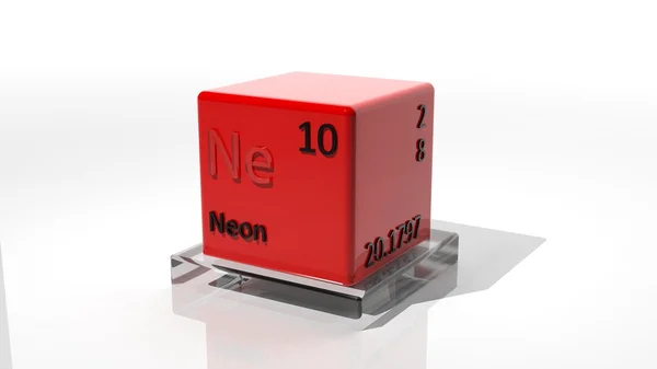 Neon, 3D-chemisches Element des Periodensystems — Stockfoto