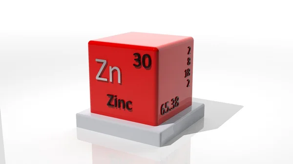Zinc, elemento químico 3d de la periódica —  Fotos de Stock