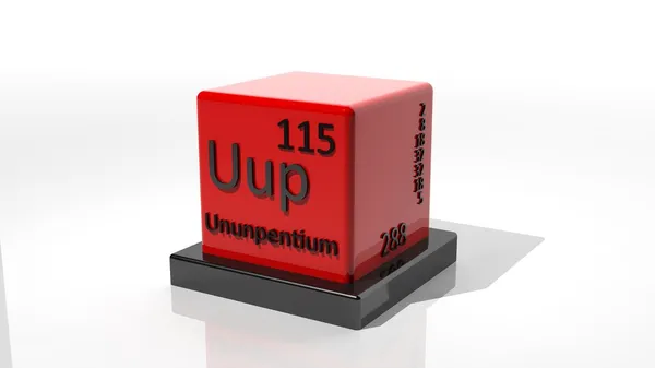Unununpentium, elemento químico 3d do periódico — Fotografia de Stock