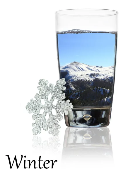 Winter beauty in a glass of water — Stock Photo, Image