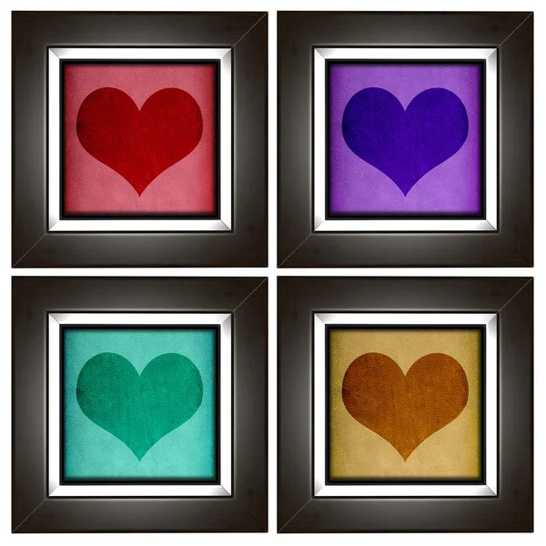 Coleção moderna de molduras de amor com design de coração — Fotografia de Stock