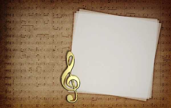 Music notes on fabric texture background with copy-space — Stock Photo, Image
