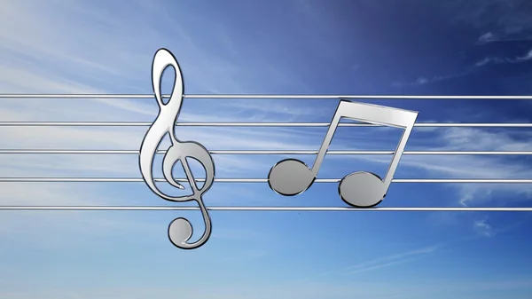 Music notes in front of sky background — Stock Photo, Image