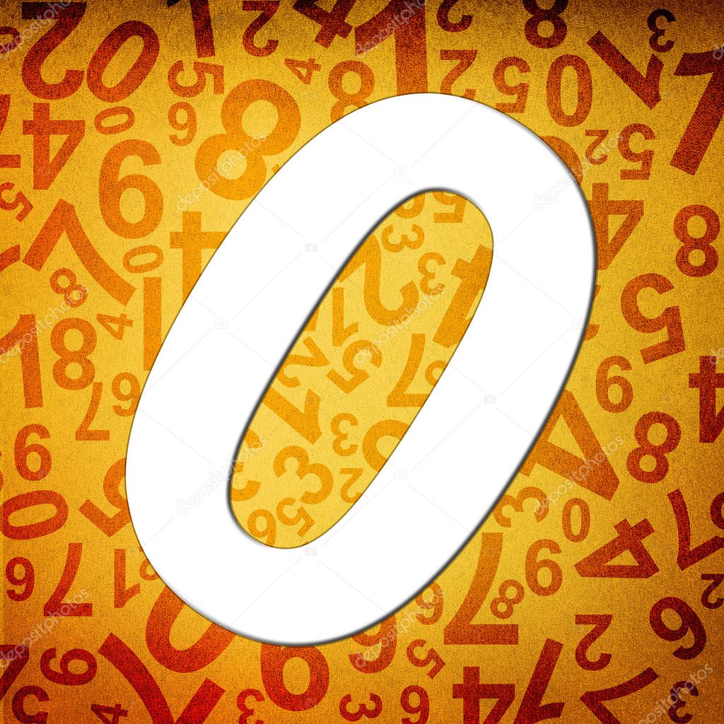 Number zero on fabric texture background