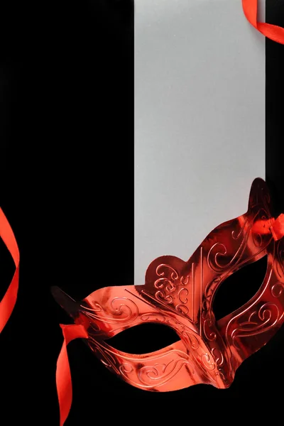 Máscara de carnaval vintage com banner em branco — Fotografia de Stock