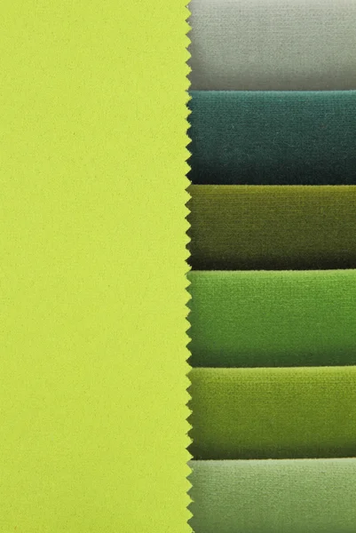 Fond de couleur des échantillons de tissu tons verts — Photo