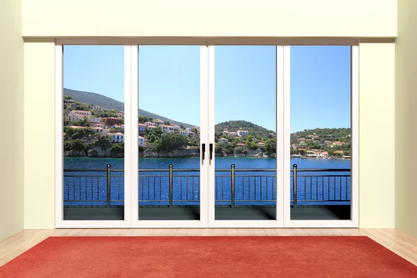 Modernes Aluminiumfenster mit schöner Aussicht — Stockfoto