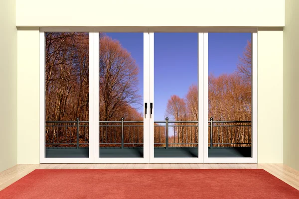 Modernes Aluminiumfenster mit schöner Aussicht — Stockfoto