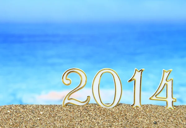 Nový rok 2014 na pláži — Stock fotografie