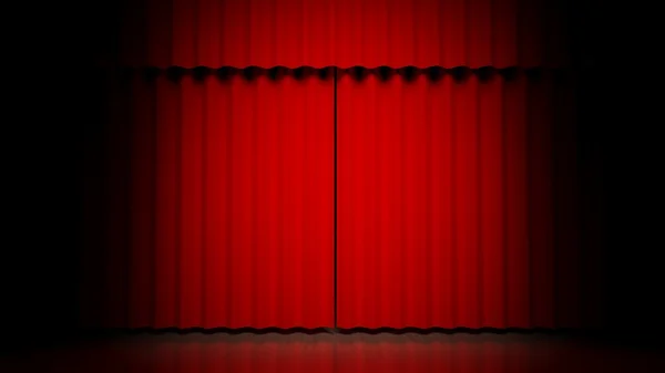 劇場の舞台に赤いカーテン — ストック写真