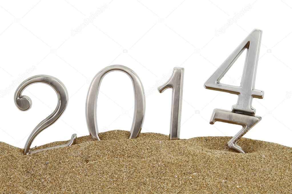 New year 2014 on the sand