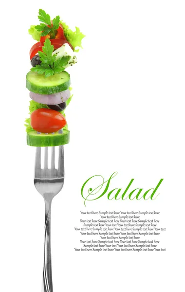 çatal üzerinde taze karışık sebze