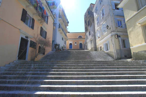 Gamla trappor på corfu, Grekland — Stockfoto