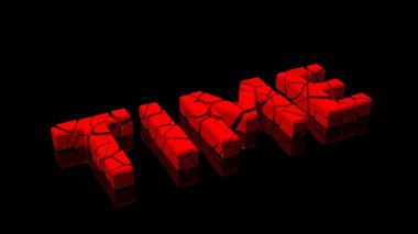 kaza saat, siyah zemin üzerine kırmızı parçalara ayrılmış sözcük