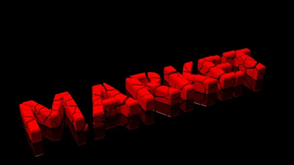 Crashed mercato, parola rotta in pezzi rossi su sfondo nero — Foto Stock