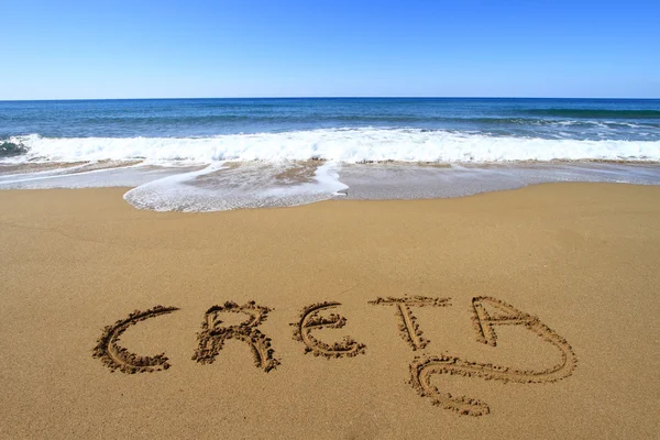 Creta scritta sulla spiaggia di sabbia — Foto Stock