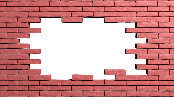 Tegel vägg ram med hål — Stockfoto