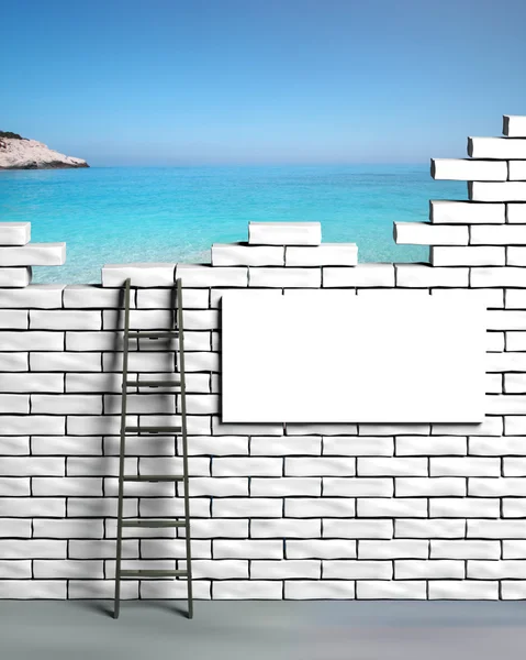 Vakantietijd, ladder leidt tot een prachtig strand — Stockfoto