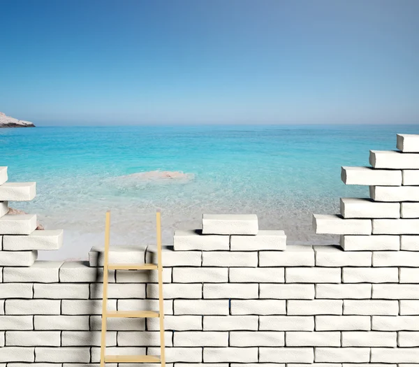 Vacances, Échelle menant à une belle plage — Photo