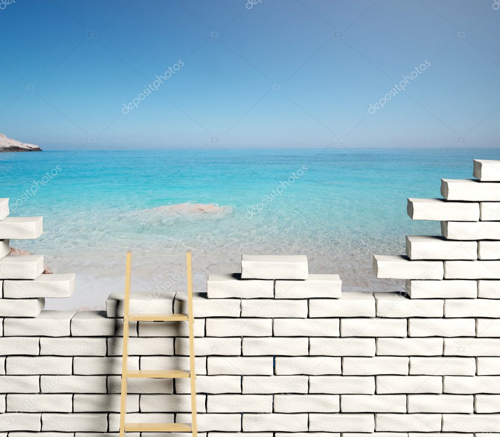 Vacation time, Ladder leading to a beautiful beach