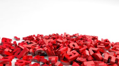 3D harfler beyaz zemin üzerine düşmüş