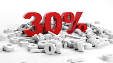 % 30'u sembolü 3D render
