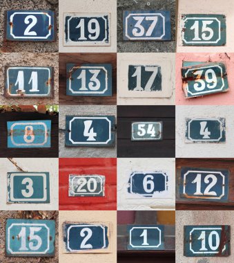 yıpranmış ev numaralarını duvara kolaj