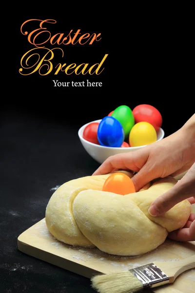 Hands kneading the Easter bread dough — Stock Photo, Image