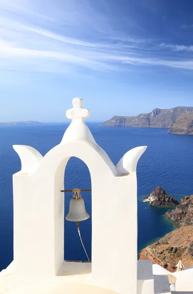 Belfry of classical church of Santorini island in Greece — Stock Photo, Image