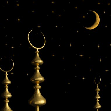 yarım ay sembolü gece karşı Türk Camii