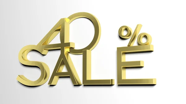 3D-Buchstaben bilden vierzig Prozent Symbol und das Wort Verkauf — Stockfoto