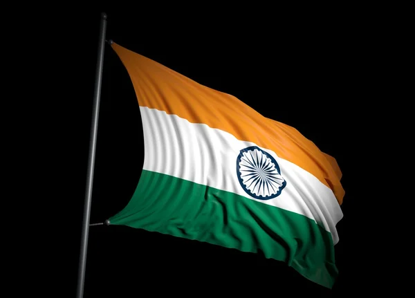 Bandera de India sobre fondo negro —  Fotos de Stock