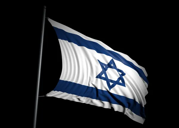 黑色背景上的以色列国旗 — 图库照片