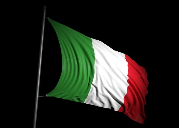 Bandera de Italia sobre fondo negro —  Fotos de Stock