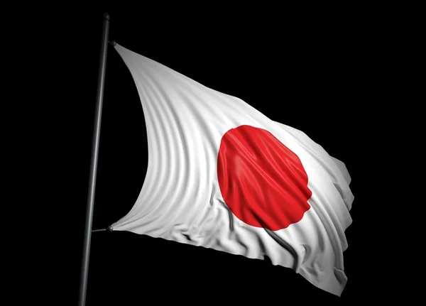 Bandeira japonesa em fundo preto — Fotografia de Stock